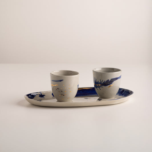 Atlantic Storm / Set of two espresso cups with tray