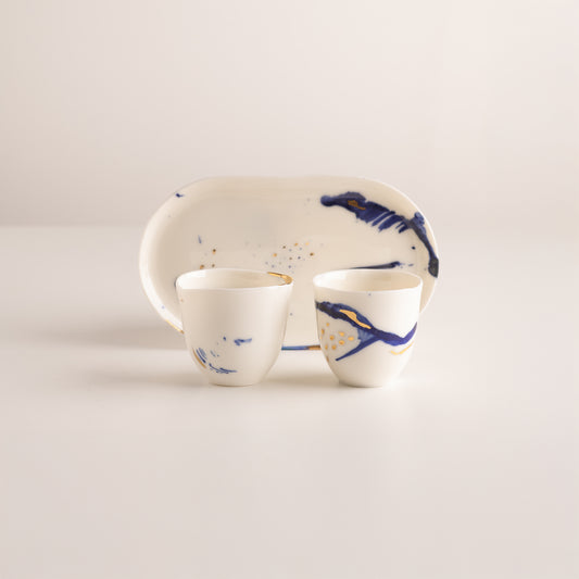Atlantic Light / Set of two espresso cups with tray