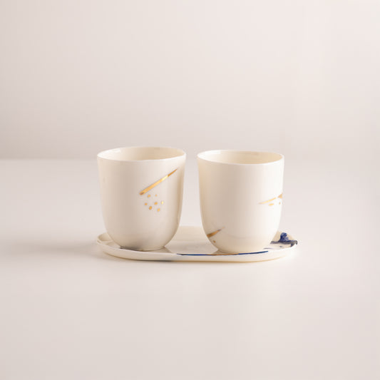 Set of two 200ml Cup with tray