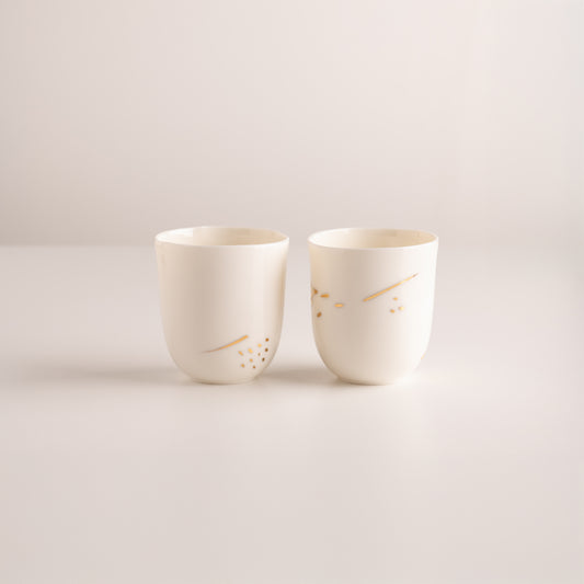 Set of two 200ml cups with gold