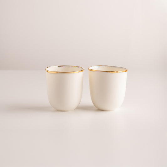 Set of two 200ml cups with gold