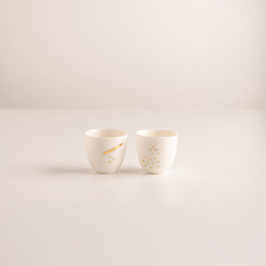 Set of two rakia cups with gold