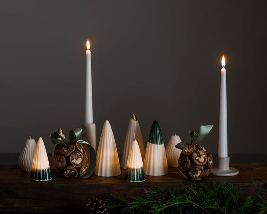 Middle and small white glowing trees