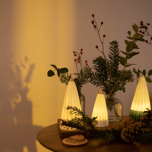 Middle and small green glowing trees