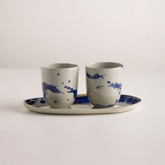 Atlantic Storm / Set of two 200ml cups with tray
