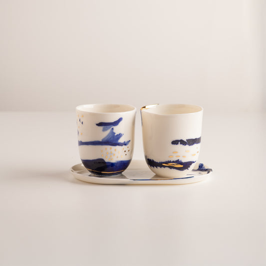 Atlantic Light / Set of two 200ml cups with tray