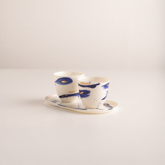 Atlantic Light / Set of two espresso cups with tray