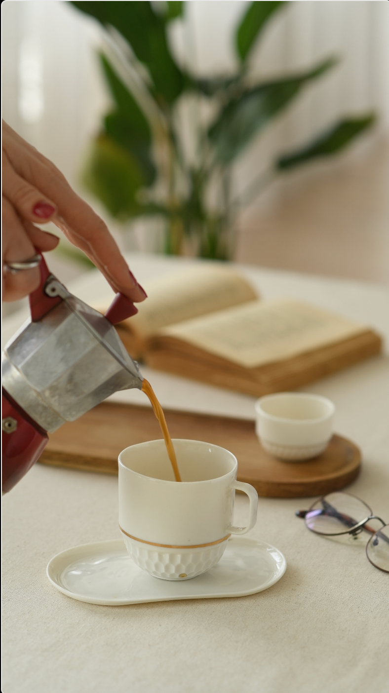 Translucent Roku cup with saucer